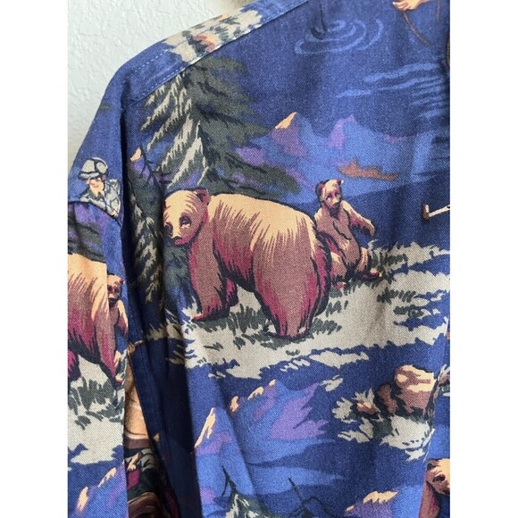 Rare! Vtg Chaps Ralph Lauren Mens XL Button Down Long Sleeve Shirt Outdoors Bear - Picture 5 of 10